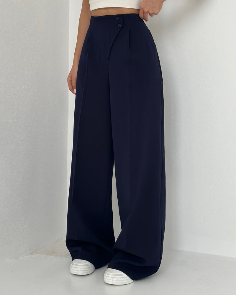 Pantaloni Eleganti con Bottoni Asimmetrici
