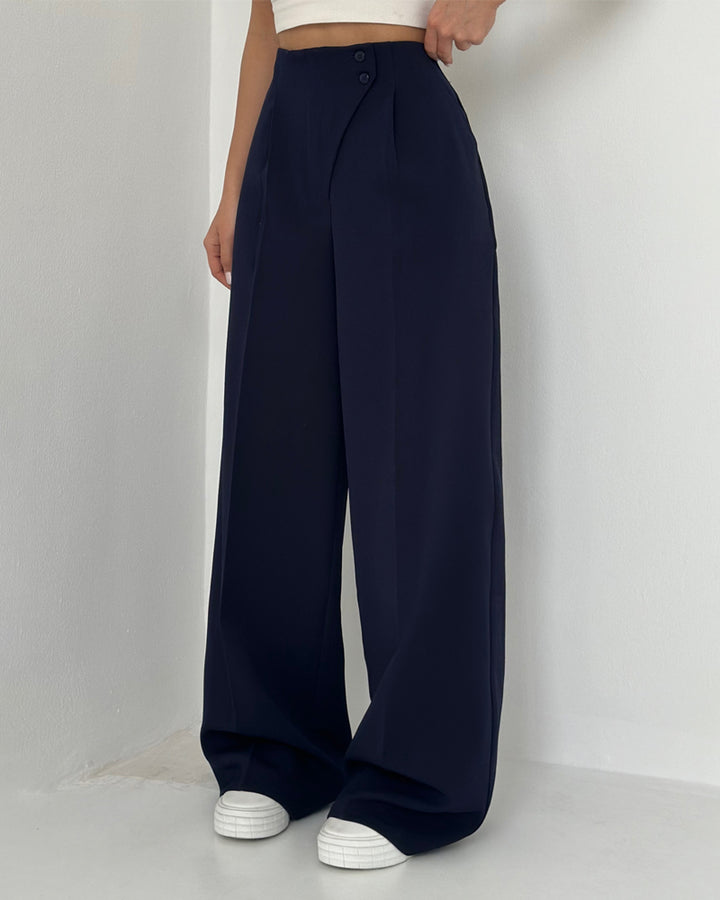 Pantaloni Eleganti con Bottoni Asimmetrici