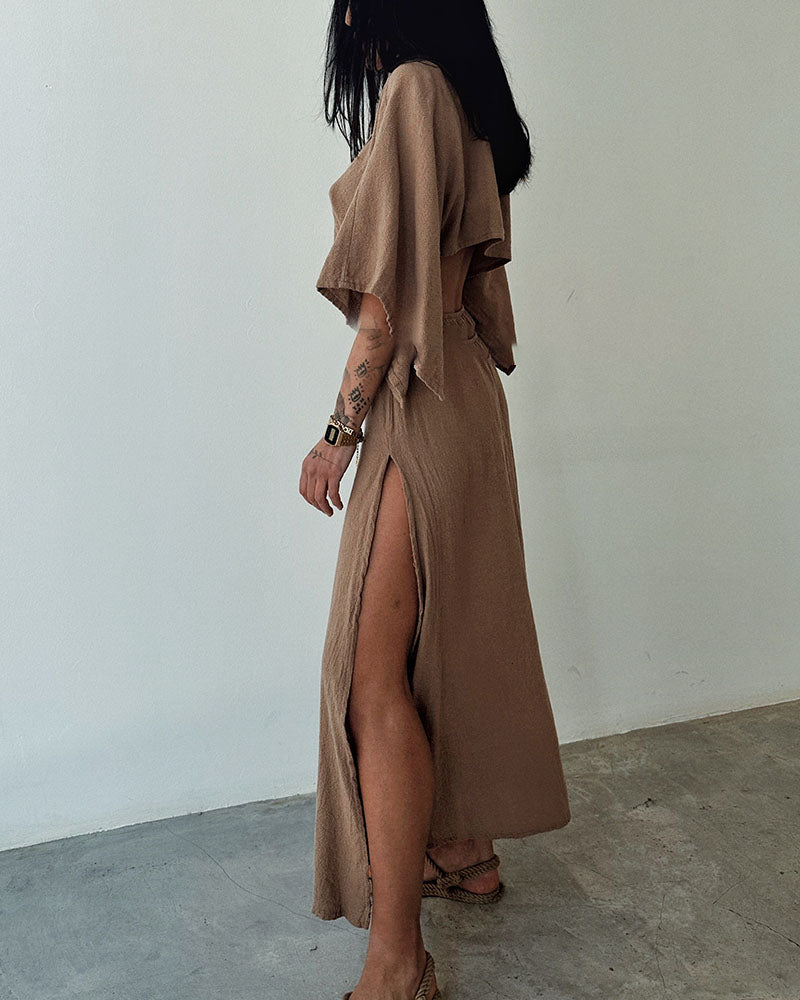 Abito Casual Chic con Dettaglio Vita Scoperta