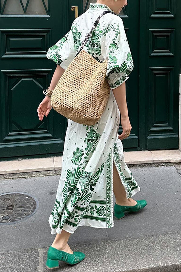 Abito Camicia Lungo con Stampa Unica
