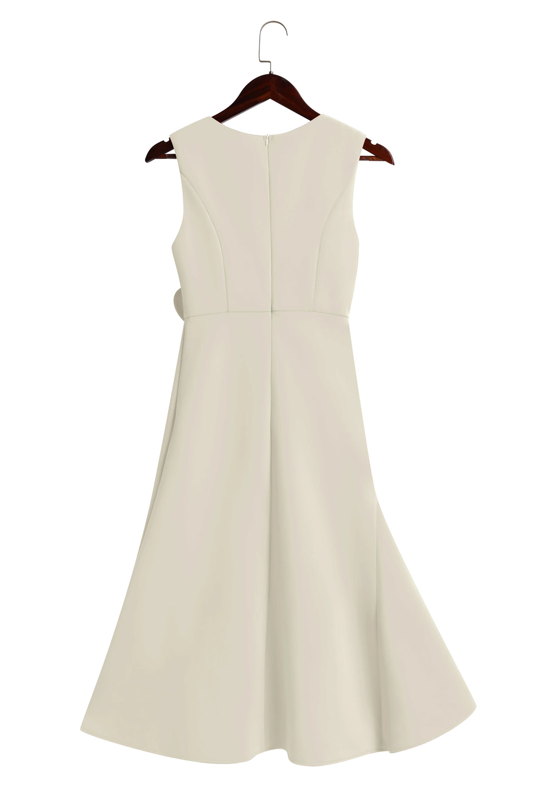 Abito Midi Elegante Senza Maniche con Nodo in Vita