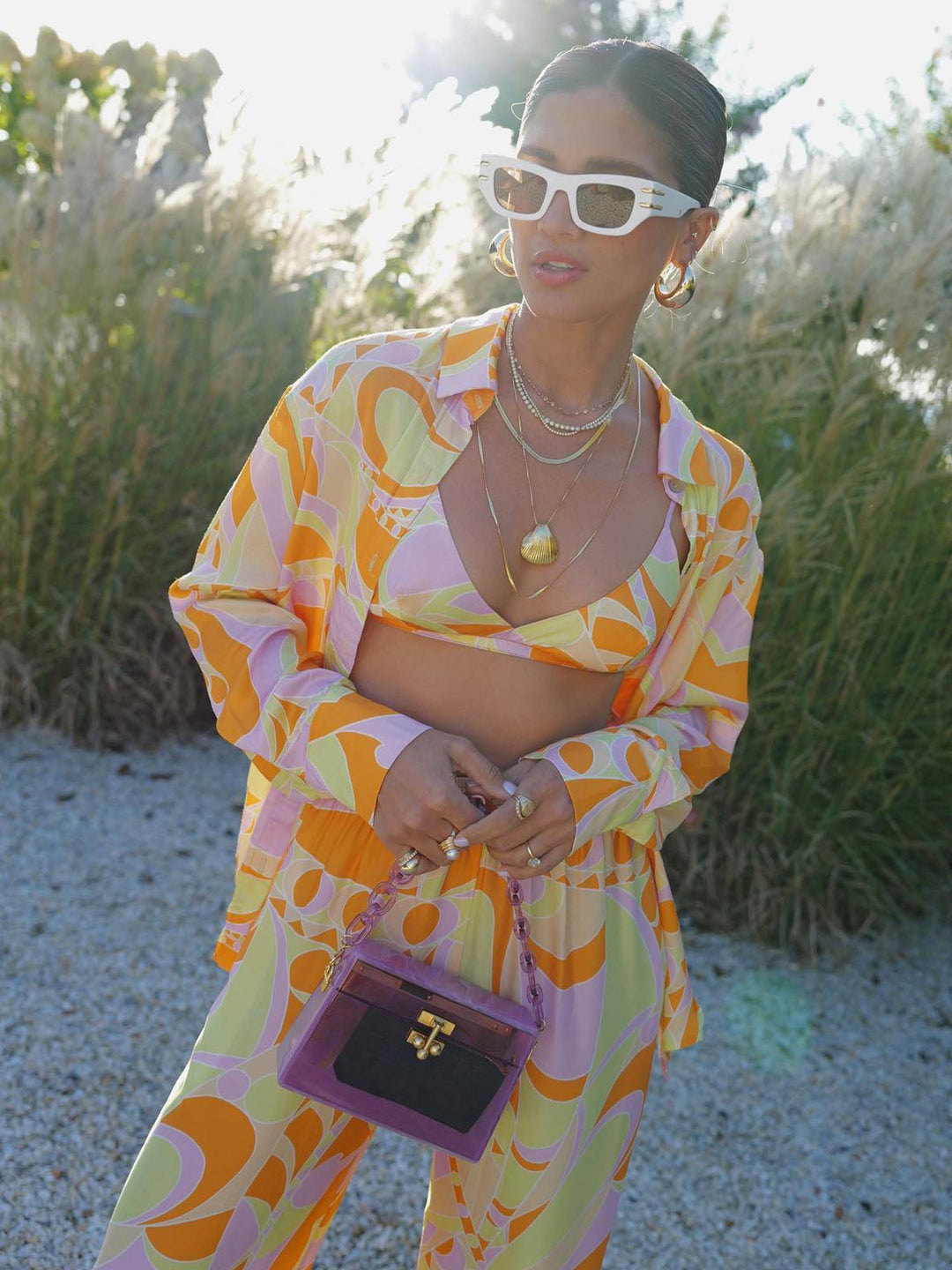 Completo Mare Stampa Tropicale – Camicia e Pantaloni Coordinati
