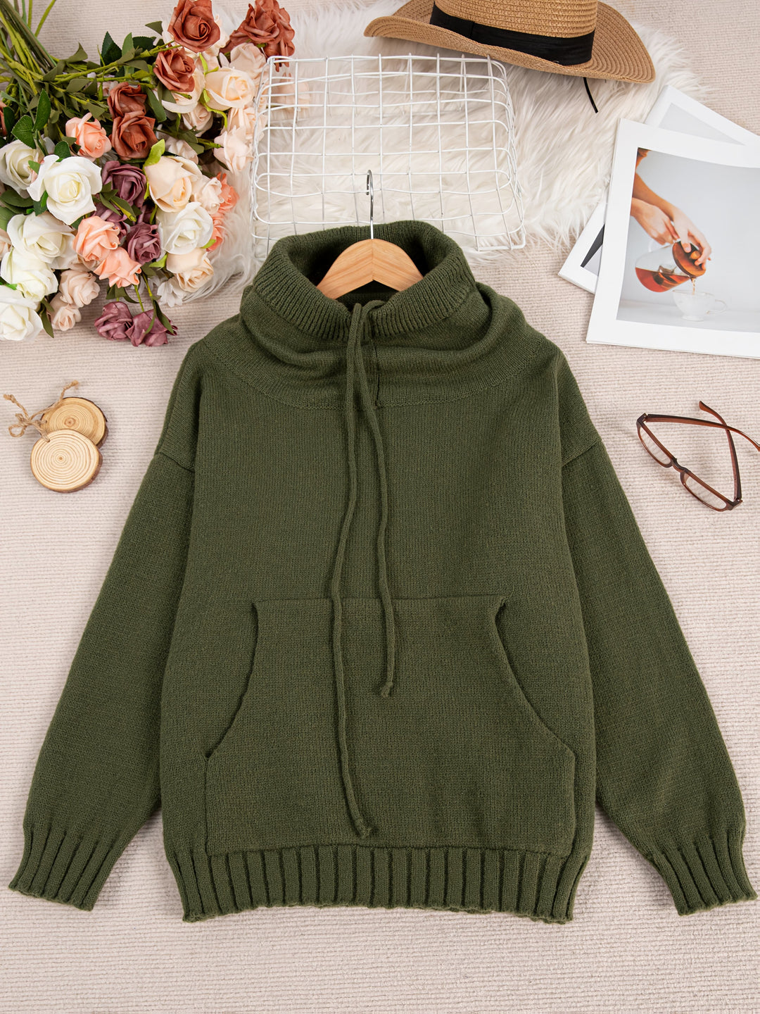 Zelina | Maglione Casual con Cappuccio e Tasca
