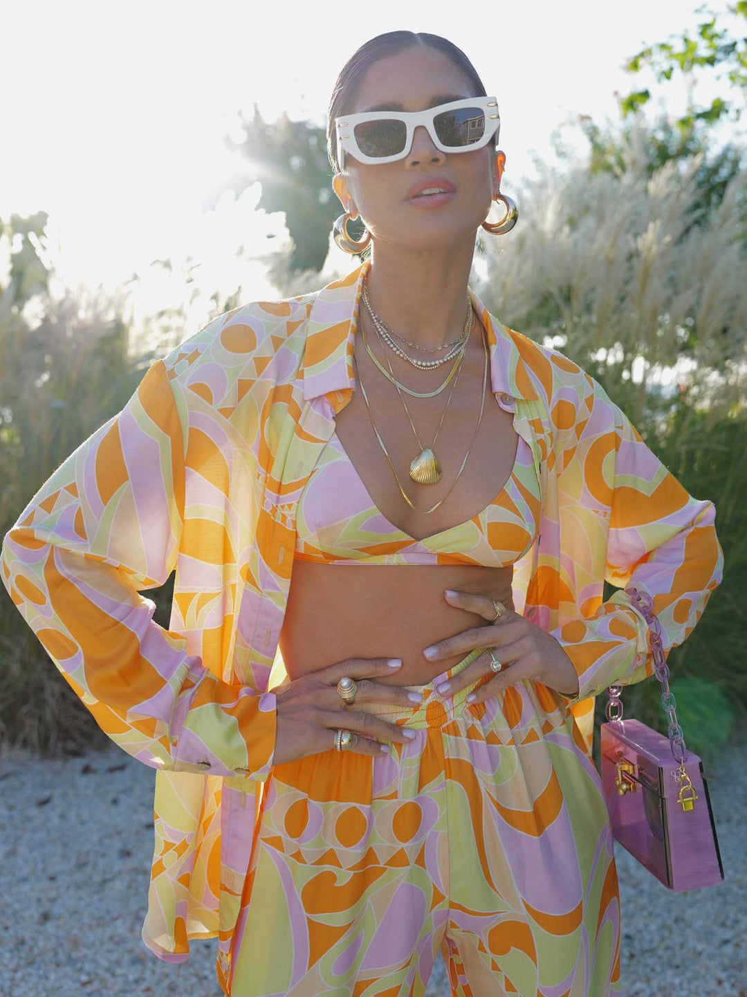 Completo Mare Stampa Tropicale – Camicia e Pantaloni Coordinati