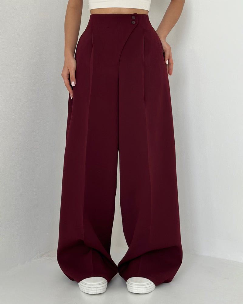 Pantaloni Eleganti con Bottoni Asimmetrici