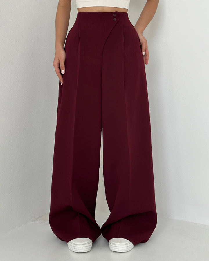 Pantaloni Eleganti con Bottoni Asimmetrici