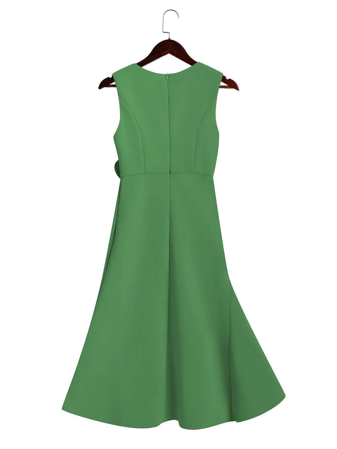 Abito Midi Elegante Senza Maniche con Nodo in Vita
