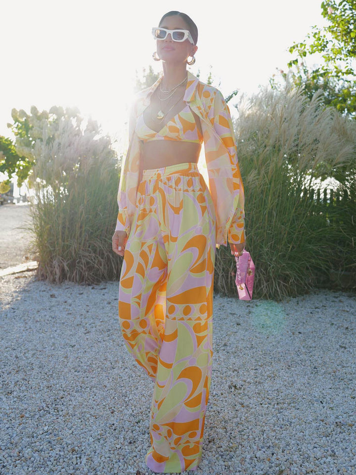 Completo Mare Stampa Tropicale – Camicia e Pantaloni Coordinati