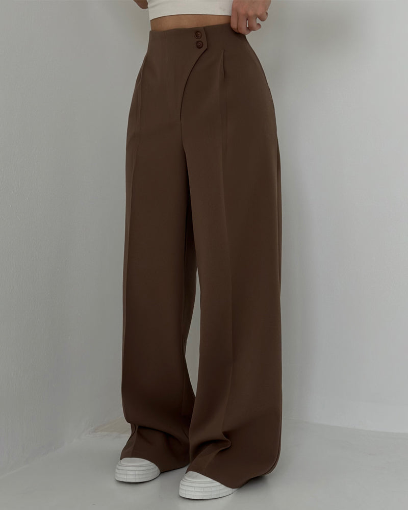 Pantaloni Eleganti con Bottoni Asimmetrici
