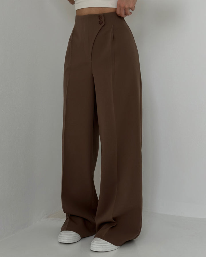 Pantaloni Eleganti con Bottoni Asimmetrici
