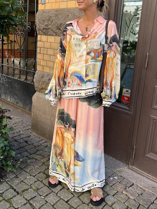 Verona | Pantaloni Floreali con Stampa Paesaggio