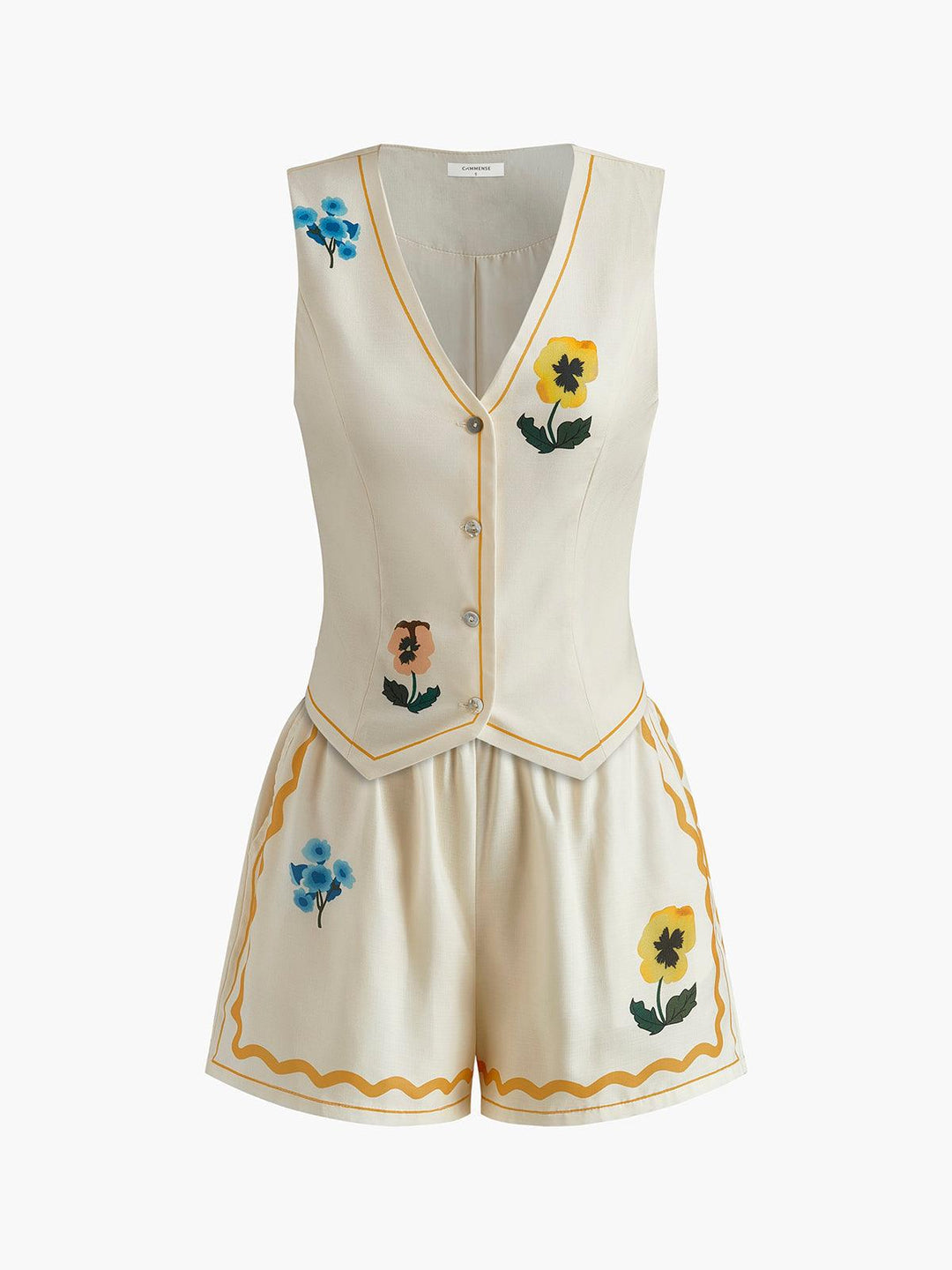 Fiorita – Completo Due Pezzi con Gilet e Shorts a Fiori