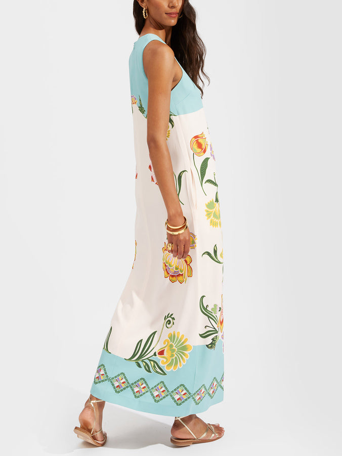 Abito Midi Senza Maniche con Stampa Floreale "Sunshine"