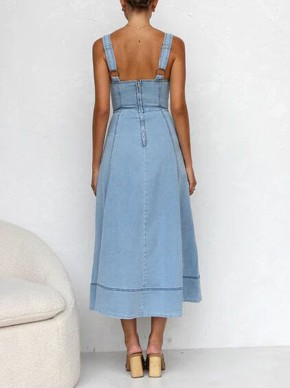 Abito Midi con Bretelle e Bottoni | Stile Casual e Femminile