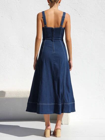 Abito Midi con Bretelle e Bottoni | Stile Casual e Femminile