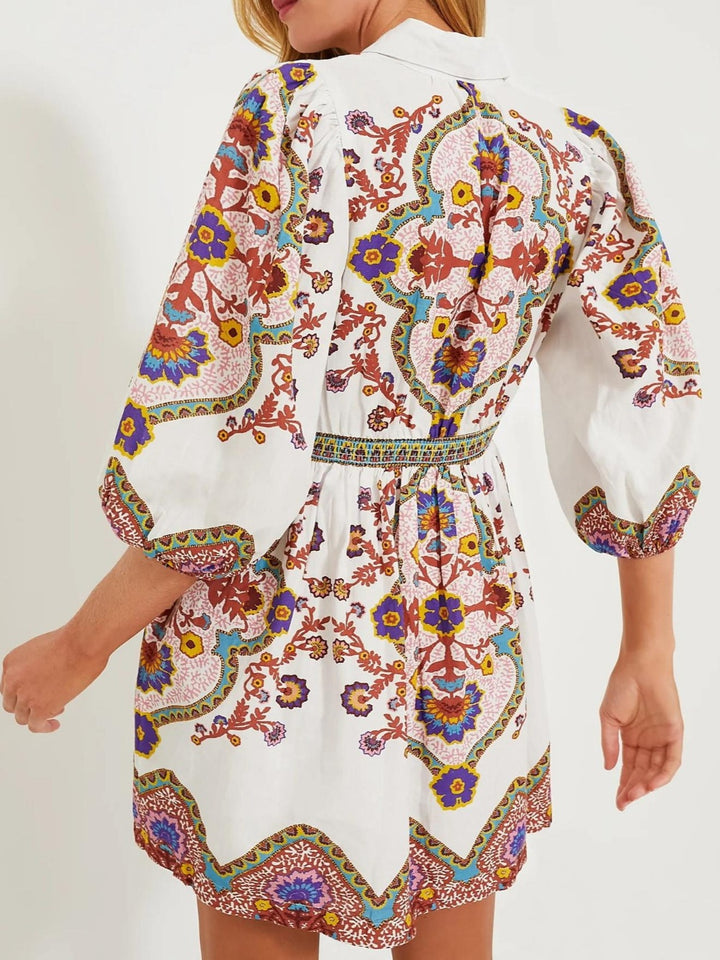 Completo Camicia e Shorts con Stampa Floreale Etnica