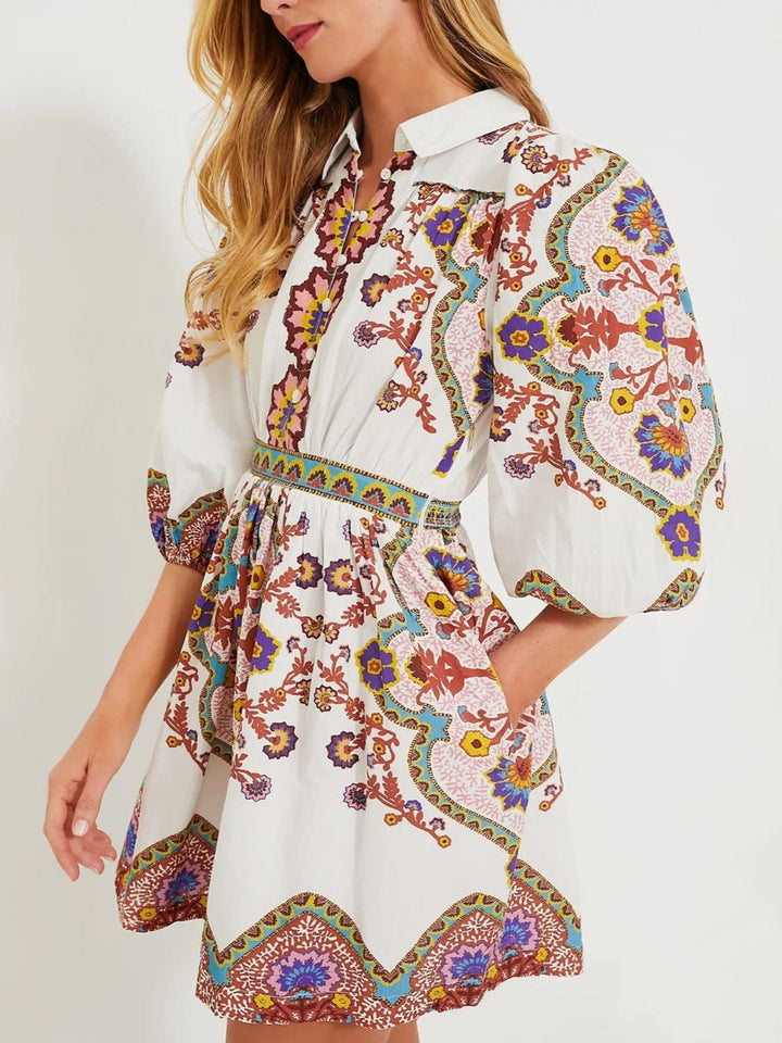 Completo Camicia e Shorts con Stampa Floreale Etnica