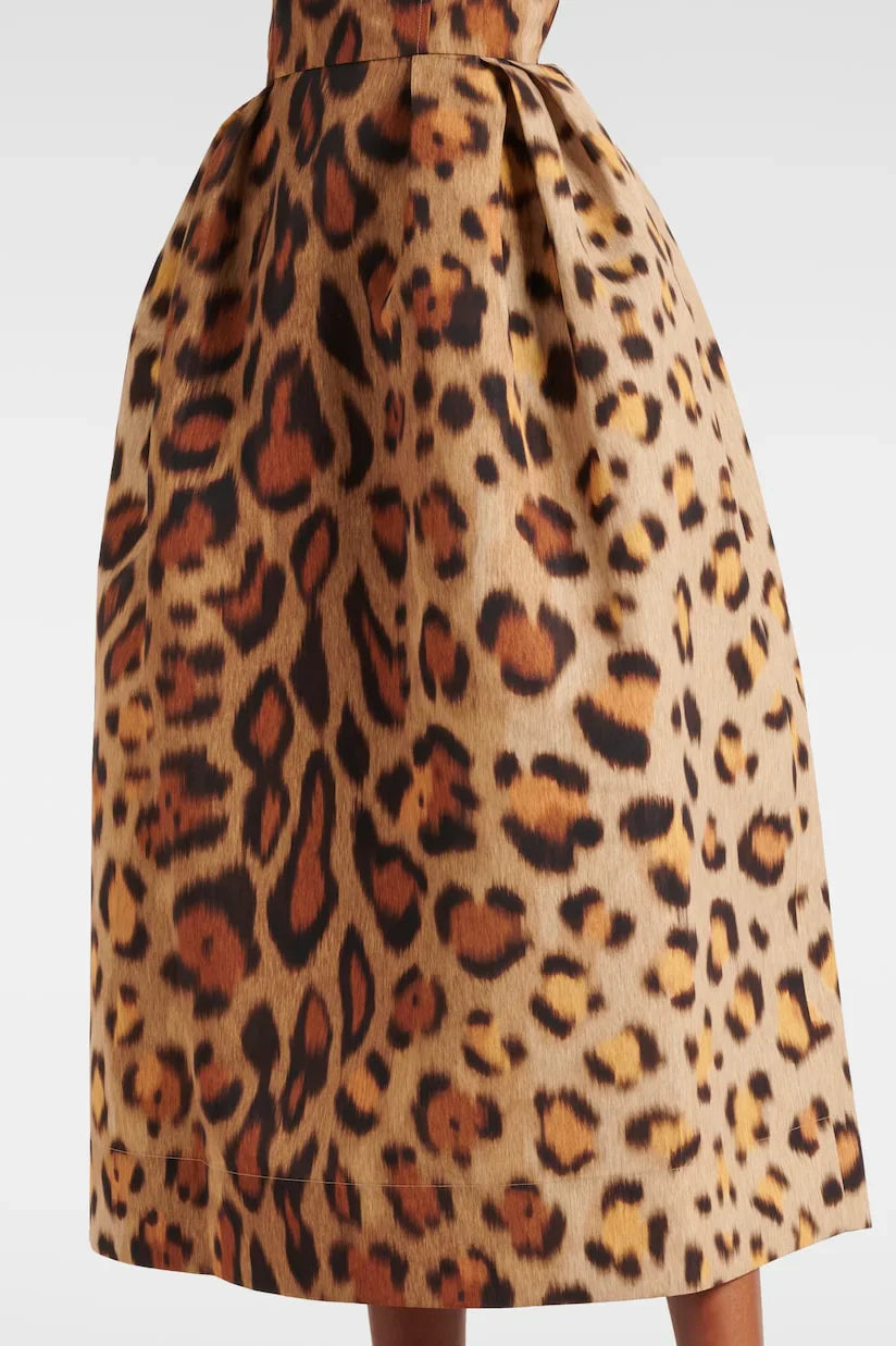 Abito Midi con Bustier e Stampa Animalier