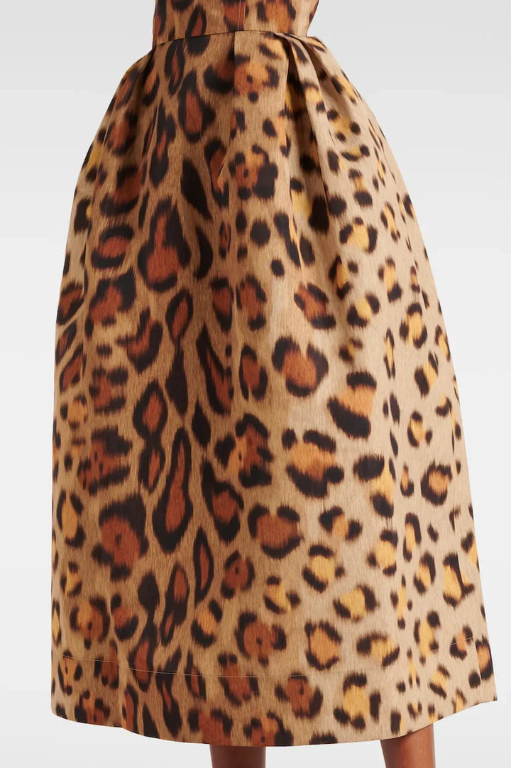 Abito Midi con Bustier e Stampa Animalier
