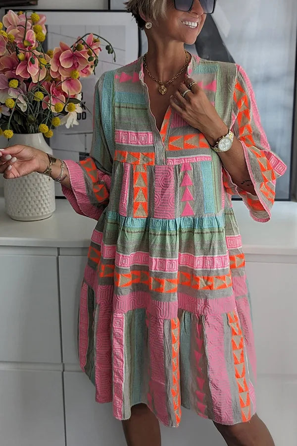 Abito Midi Elegante da Primavera con Linea A e Volant Delicati