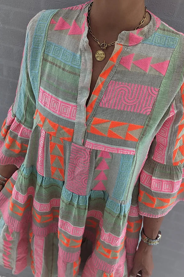 Abito Midi Elegante da Primavera con Linea A e Volant Delicati