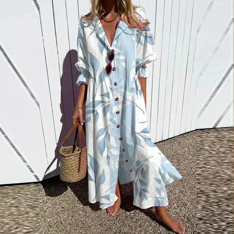 Abito Lungo Boho di Lusso con Scollo a V Profondo