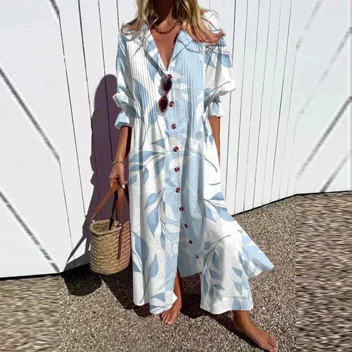 Abito Lungo Boho di Lusso con Scollo a V Profondo