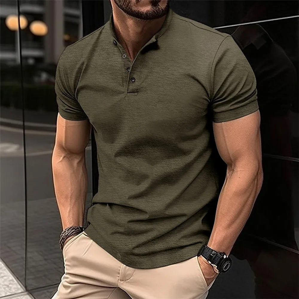 Polo da Uomo con Colletto Henley – Stile Sportivo e Versatile