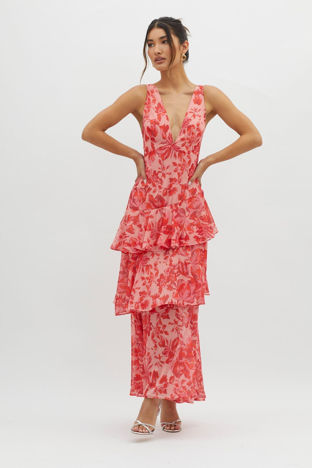 Rosalia | Abito Midi con Balze Floreali