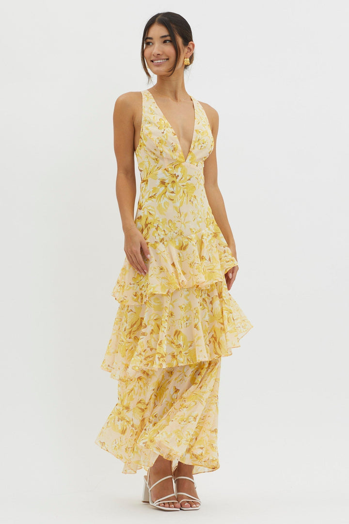 Rosalia | Abito Midi con Balze Floreali