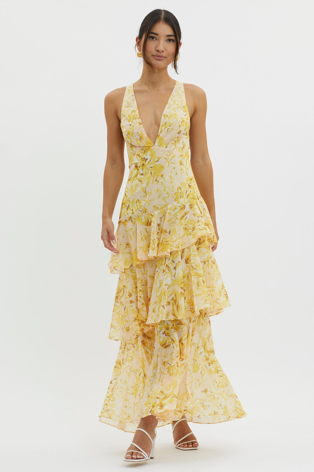 Rosalia | Abito Midi con Balze Floreali