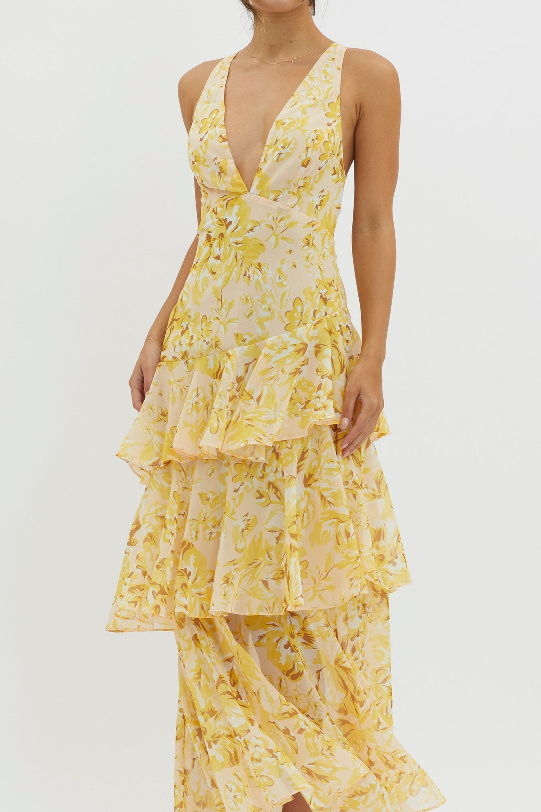 Rosalia | Abito Midi con Balze Floreali