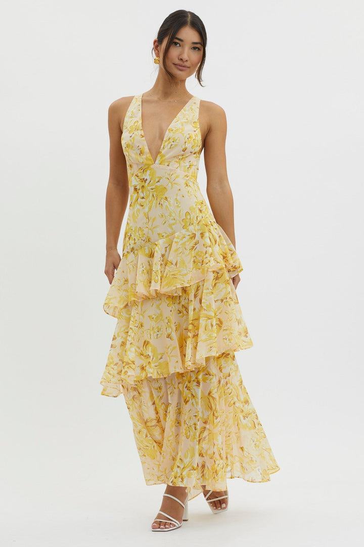 Rosalia | Abito Midi con Balze Floreali