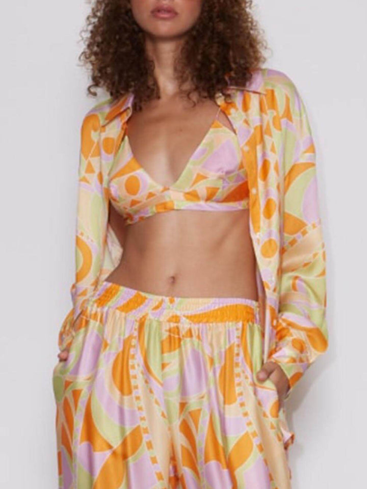 Completo Mare Stampa Tropicale – Camicia e Pantaloni Coordinati