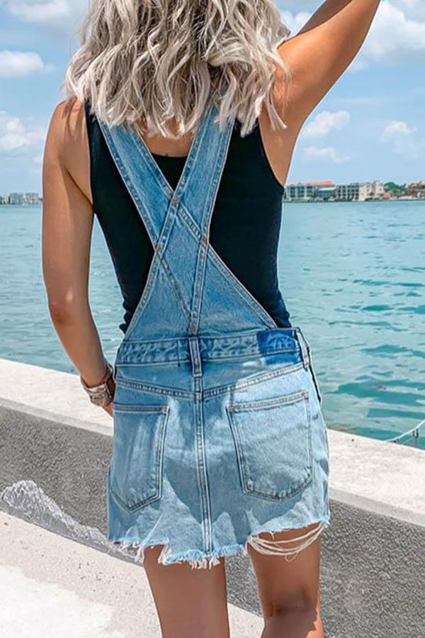 Blue Denim – Minidress Casual in Salopette di Jeans