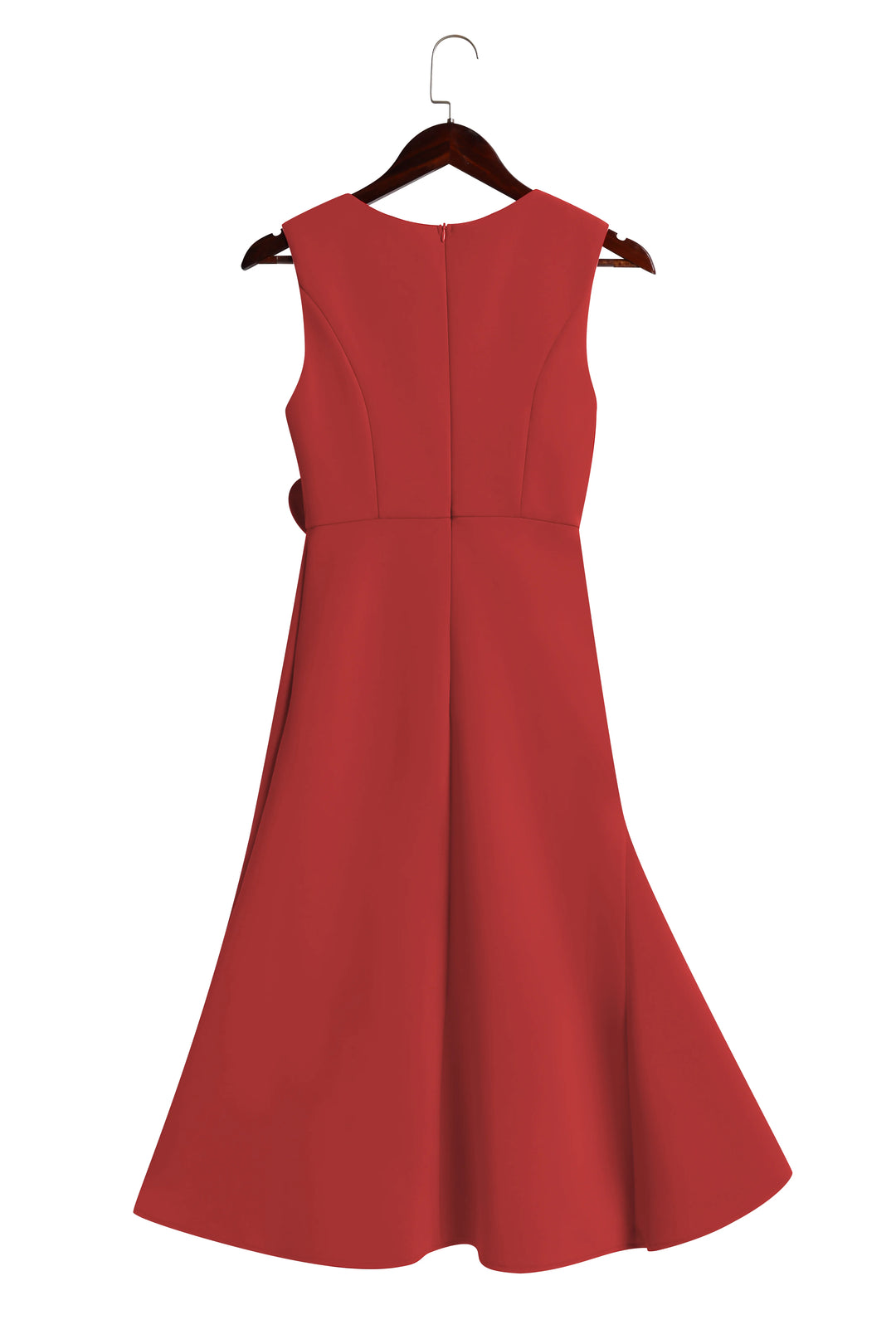 Abito Midi Elegante Senza Maniche con Nodo in Vita