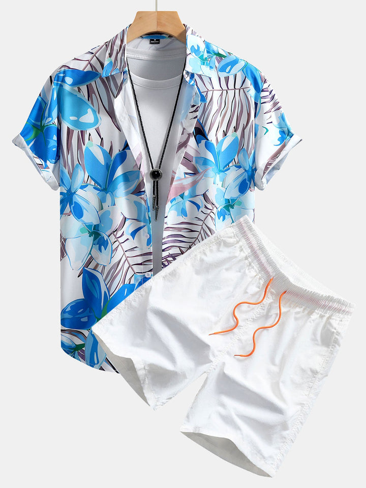 Completo Camicia e Pantaloncini Estivi a Fantasia Floreale