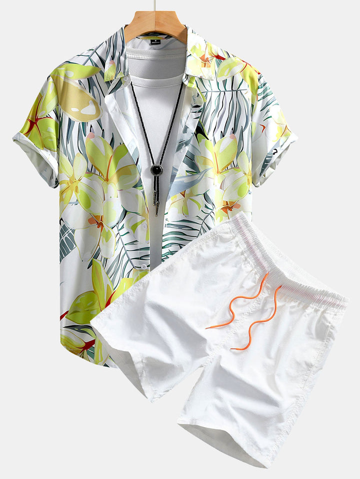 Completo Camicia e Pantaloncini Estivi a Fantasia Floreale