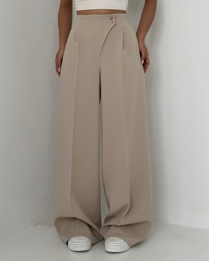 Pantaloni Eleganti con Bottoni Asimmetrici