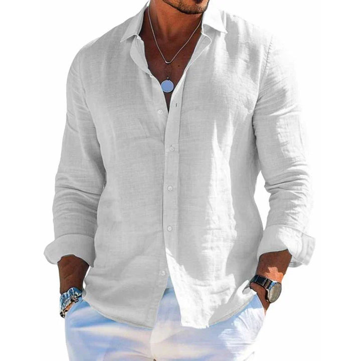 Camicia da Uomo a Maniche Lunghe – Stile Casual e Tinta Unita