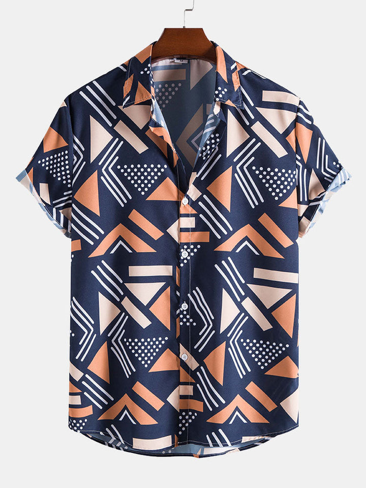 Completo Estivo con Camicia a Stampa Geometrica e Pantaloncini Abbinati