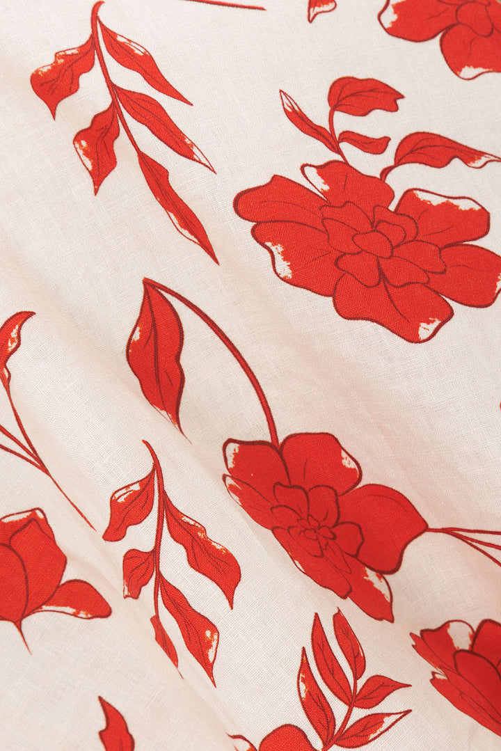 Rosella – Completo Floreale con Top a Balza e Pantaloncini a Vita Elasticizzata con Bordo Ondulato