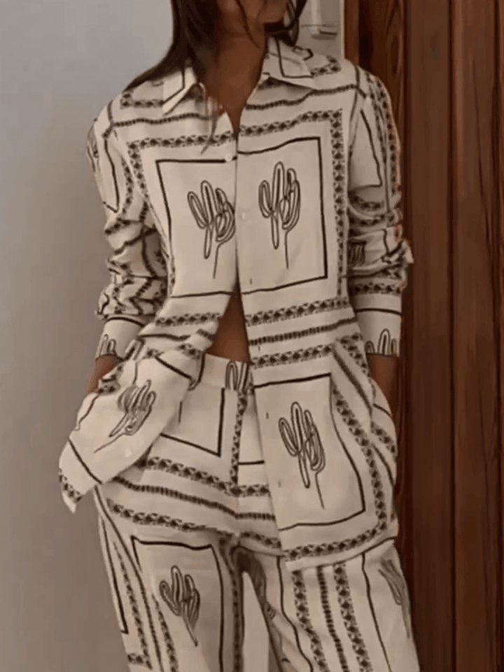 Astratta – Completo Due Pezzi con Stampa Geometrica Contemporanea
