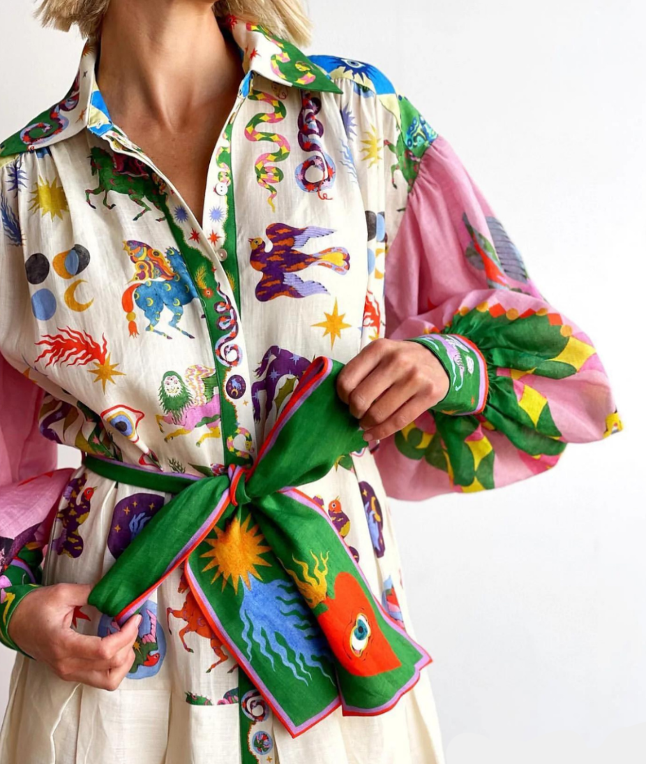 Abito Voluminoso Elegante con Fantasia Vivace