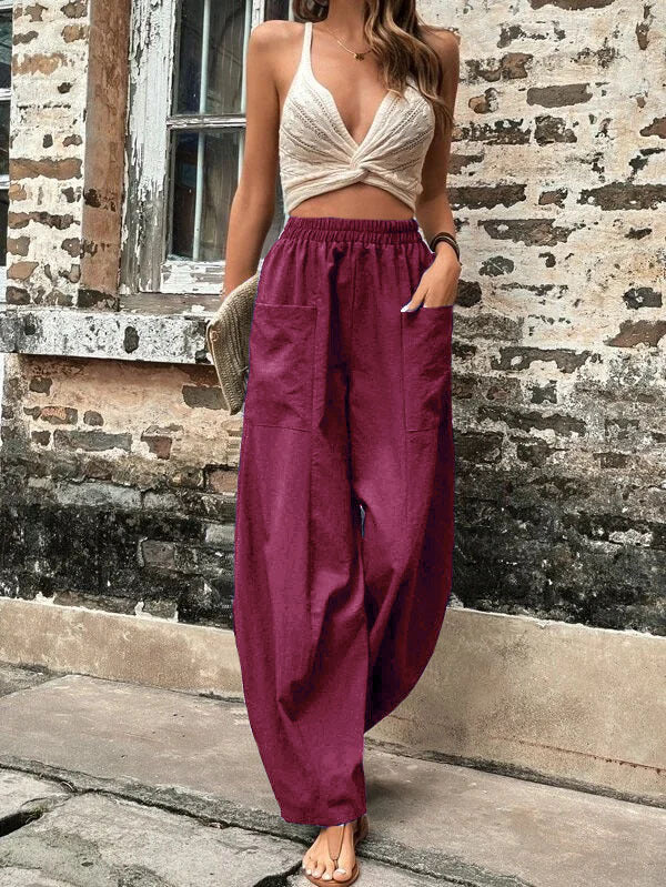 Pantaloni Larghi con Tasche, Elasticizzati – Taglie Comode
