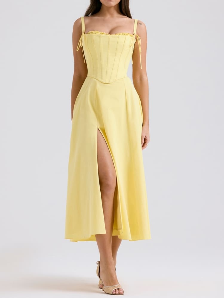 Marily | Abito Midi in Cotone con Corsetto Rimovibile