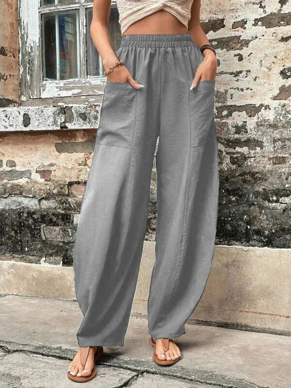 Pantaloni Larghi con Tasche, Elasticizzati – Taglie Comode
