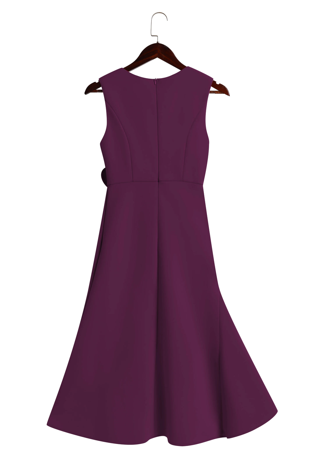 Abito Midi Elegante Senza Maniche con Nodo in Vita