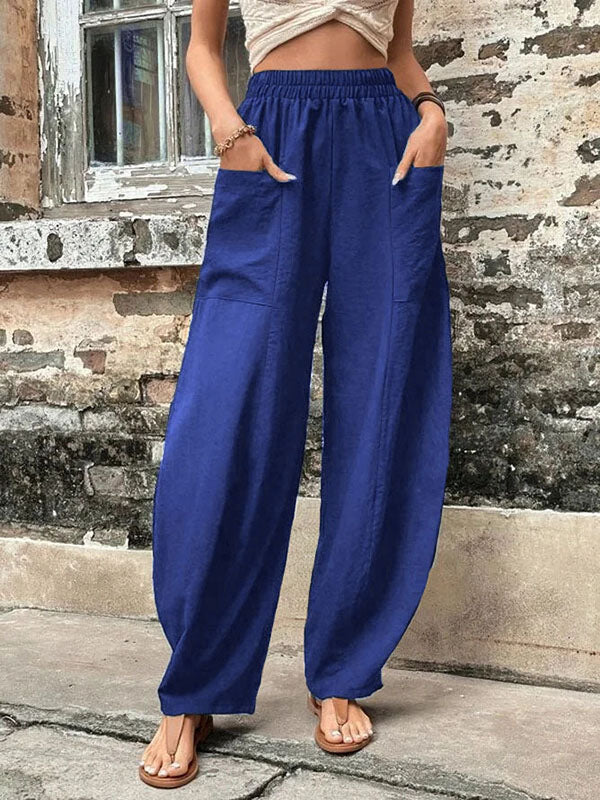 Pantaloni Larghi con Tasche, Elasticizzati – Taglie Comode