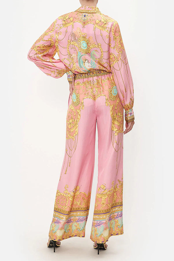 Completo “Mermaid Motel” con Camicia a Maniche Lunghe e Pantaloni a Vita Elasticizzata – Stampa Esotica